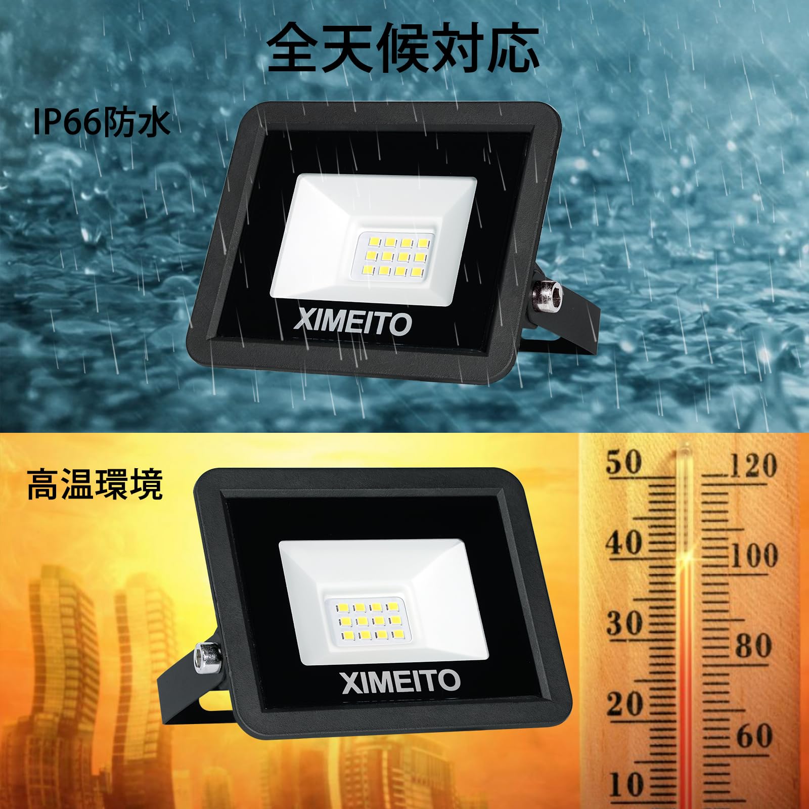 Amazon.co.jp: XIMEITO LED投光器 10w 昼光色 1200LM 6500K 1.8コード